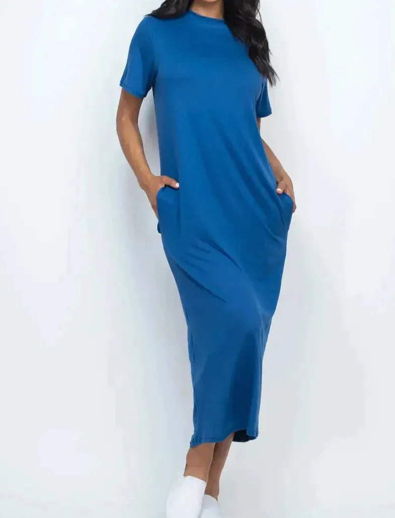 SPA T-Shirt Midi Dress with Side Pockets