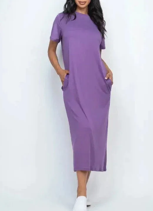 SPA T-Shirt Midi Dress with Side Pockets