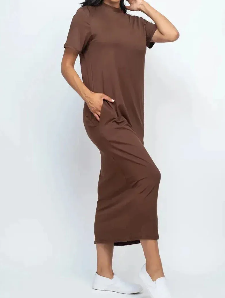 SPA T-Shirt Midi Dress with Side Pockets