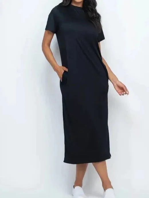 SPA T-Shirt Midi Dress with Side Pockets