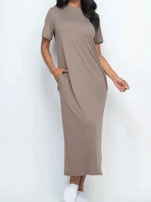 SPA T-Shirt Midi Dress with Side Pockets