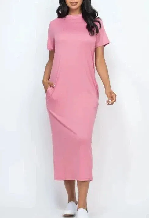 SPA T-Shirt Midi Dress with Side Pockets