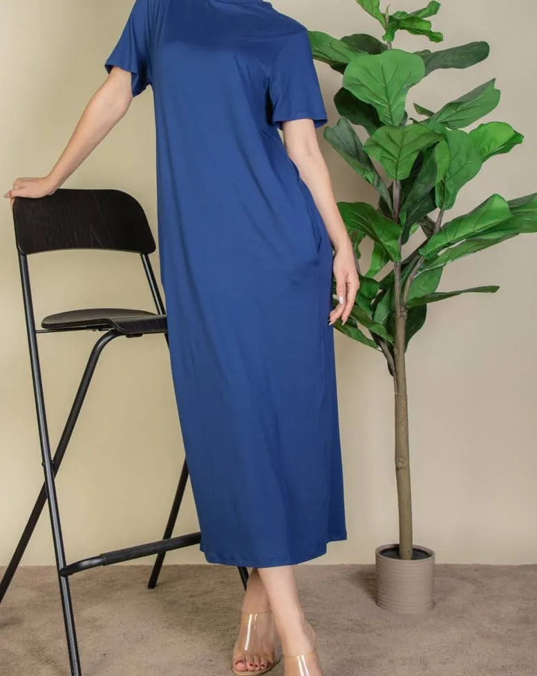 SPA T-Shirt Midi Dress with Side Pockets