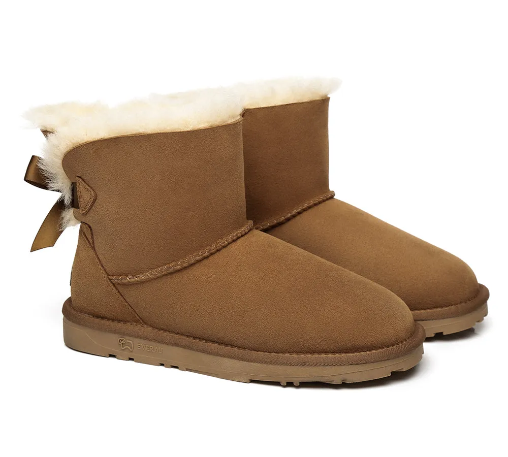 UGG Boots Women Sheepskin Wool Mini Back Single Bow Classic Boots