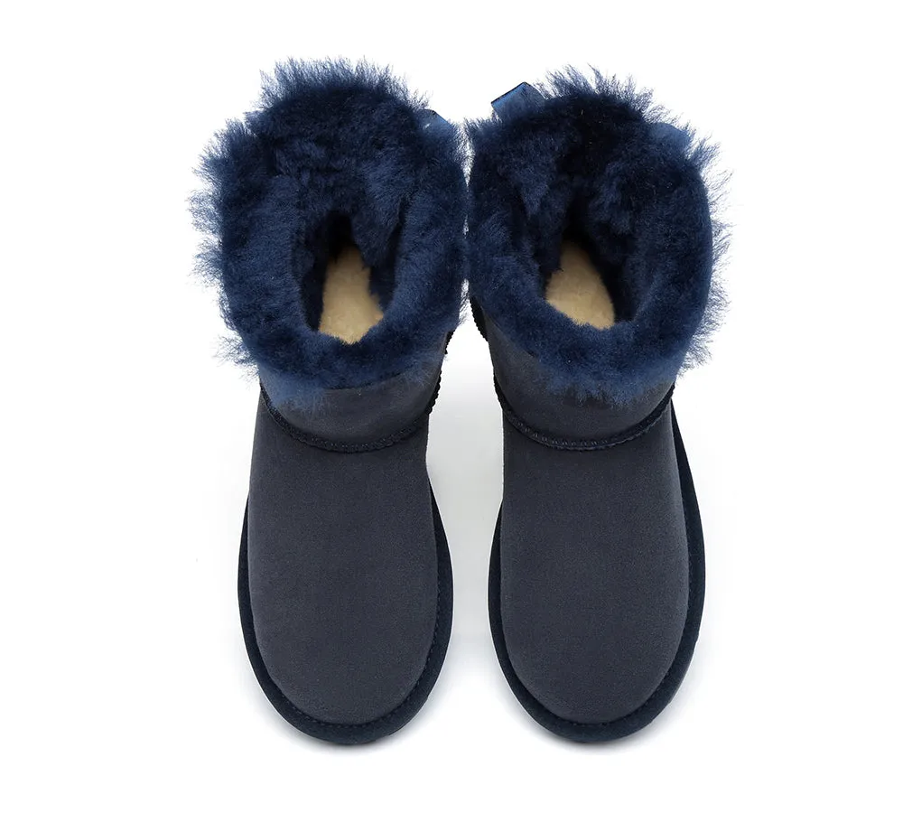 UGG Boots Women Sheepskin Wool Mini Back Single Bow Classic Boots