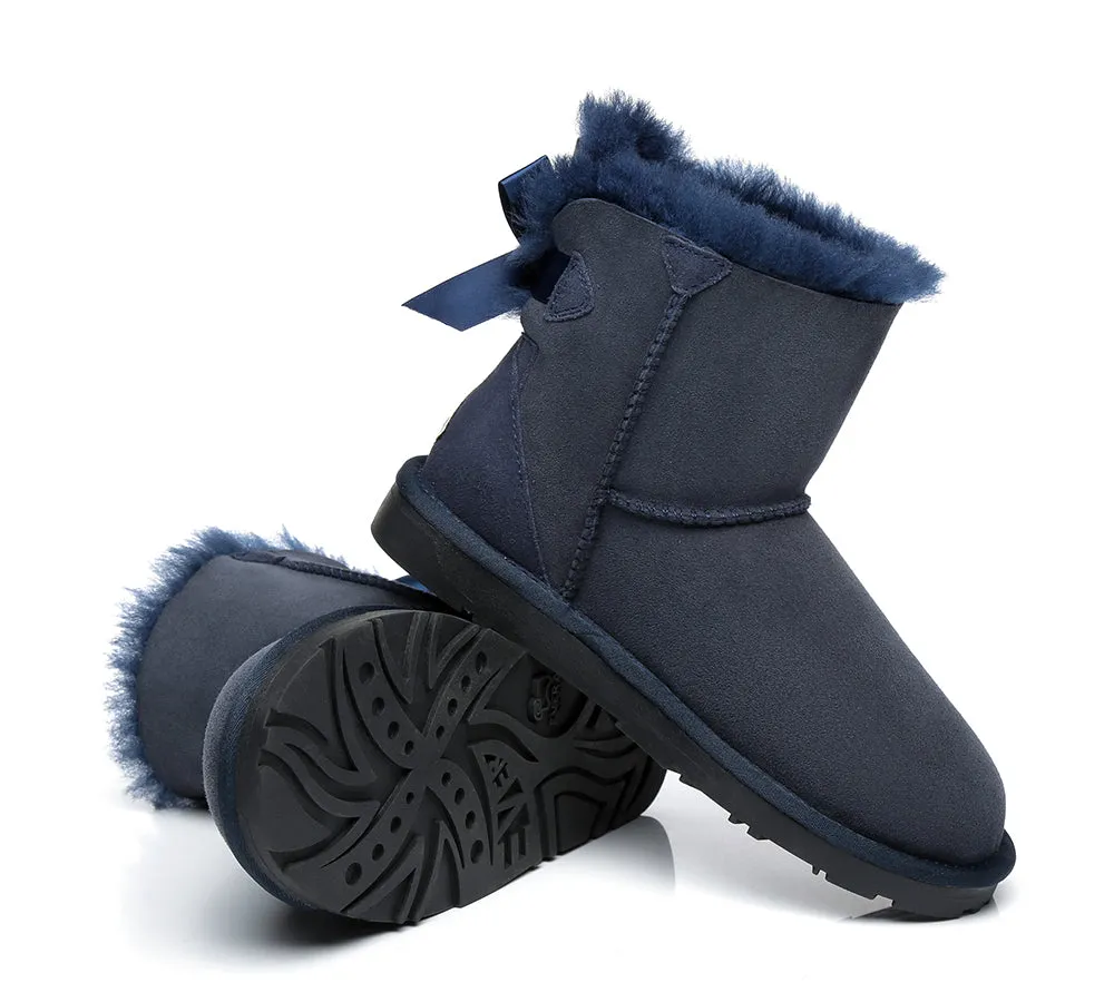 UGG Boots Women Sheepskin Wool Mini Back Single Bow Classic Boots