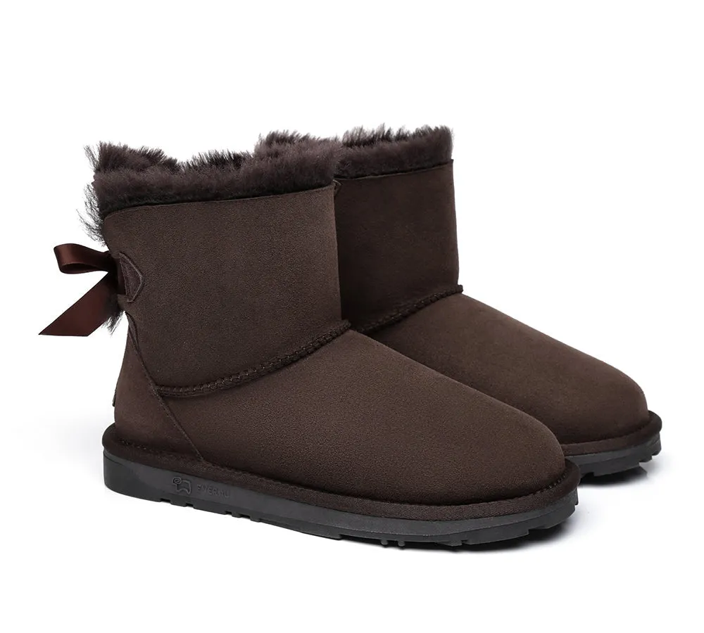 UGG Boots Women Sheepskin Wool Mini Back Single Bow Classic Boots