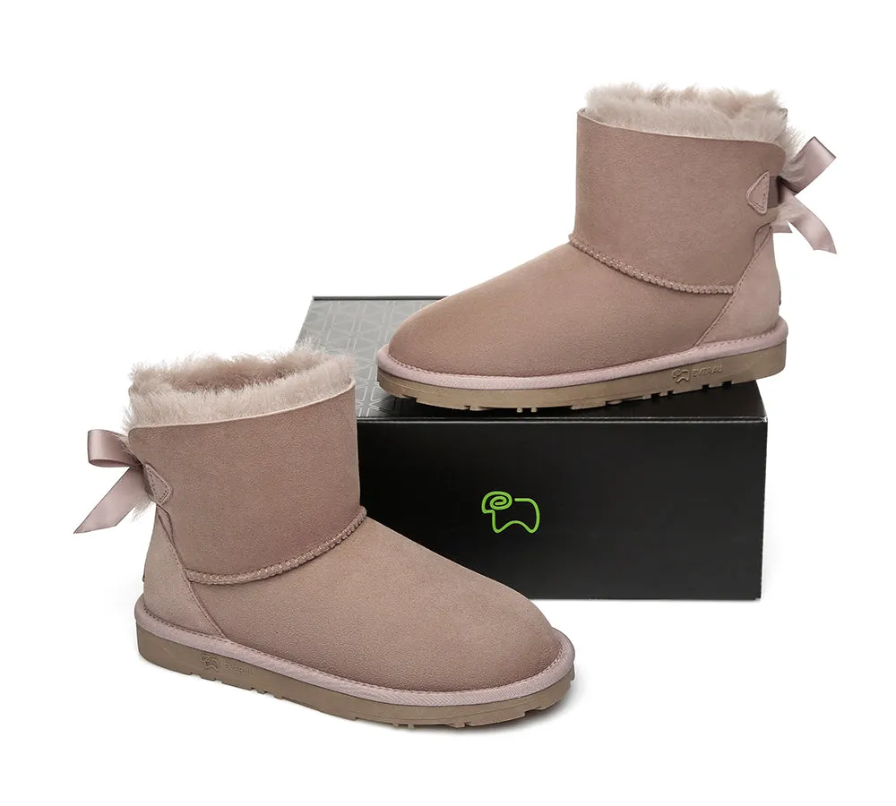 UGG Boots Women Sheepskin Wool Mini Back Single Bow Classic Boots