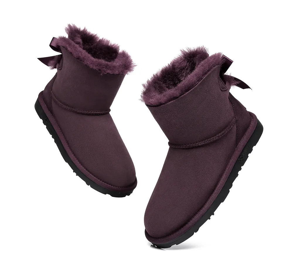 UGG Boots Women Sheepskin Wool Mini Back Single Bow Classic Boots