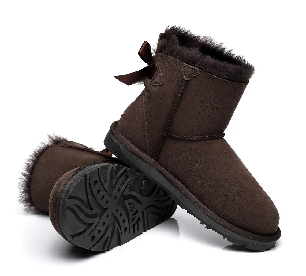 UGG Boots Women Sheepskin Wool Mini Back Single Bow Classic Boots