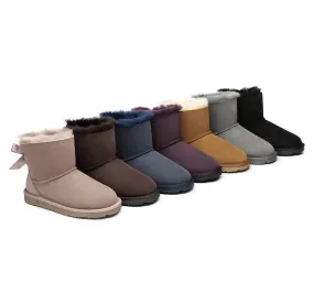 UGG Boots Women Sheepskin Wool Mini Back Single Bow Classic Boots