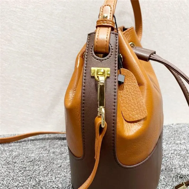 Women Leather Bucket Bag, Women Chic Distressed Leather Shoulder Bag, Women Leather Crossbody dark brown and Black Bucket Women Pouch Bag