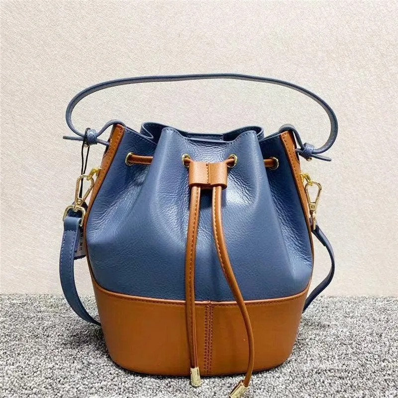 Women Leather Bucket Bag, Women Chic Distressed Leather Shoulder Bag, Women Leather Crossbody dark brown and Black Bucket Women Pouch Bag