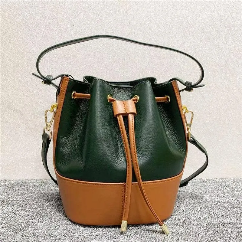 Women Leather Bucket Bag, Women Chic Distressed Leather Shoulder Bag, Women Leather Crossbody dark brown and Black Bucket Women Pouch Bag