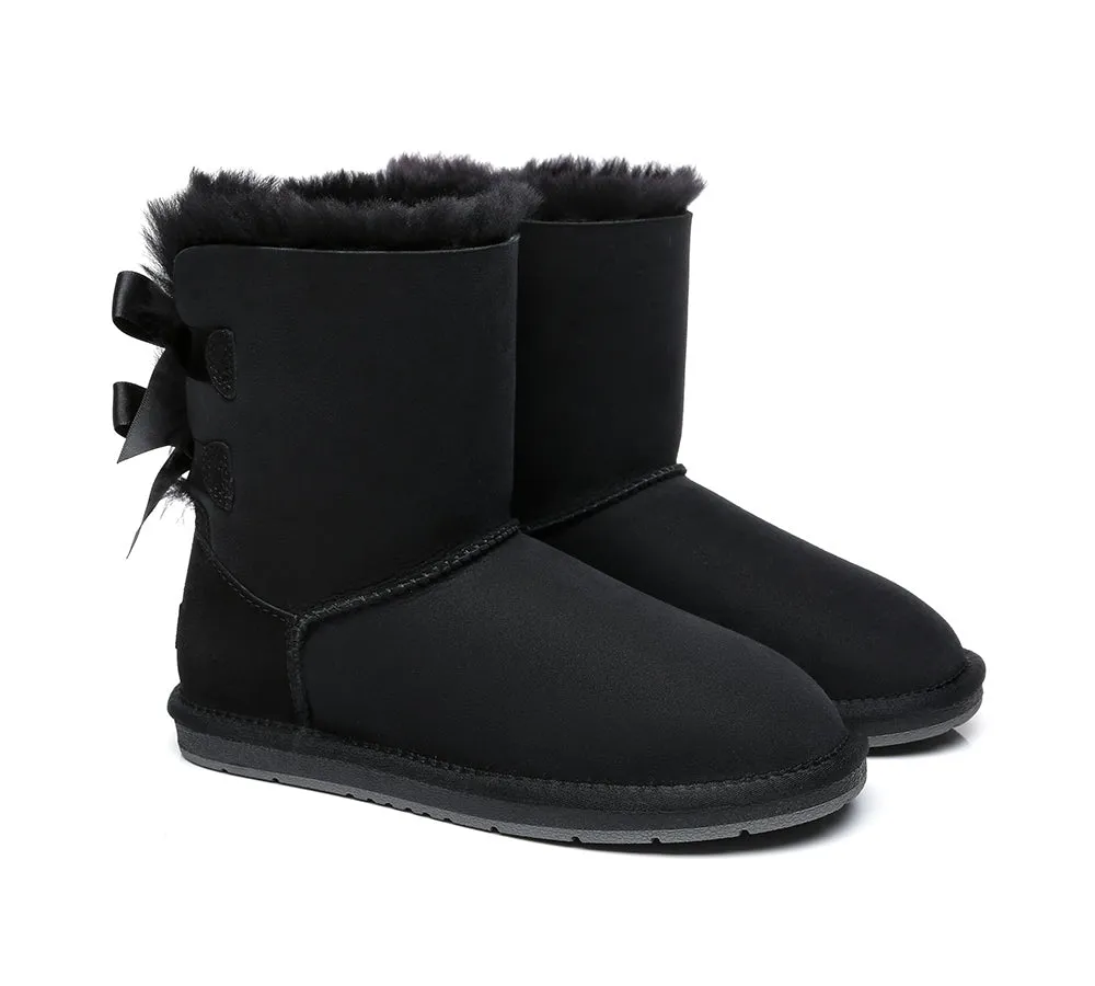 Women Short Boots With Double Back Bow