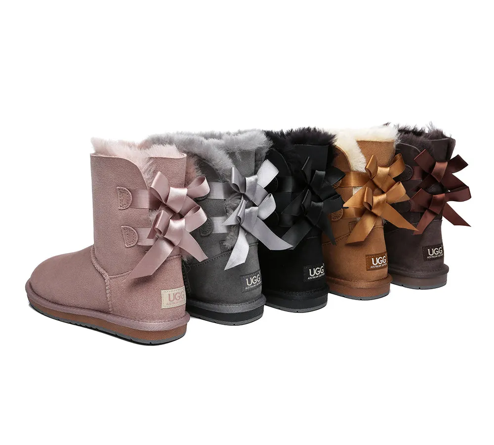 Women Short Boots With Double Back Bow