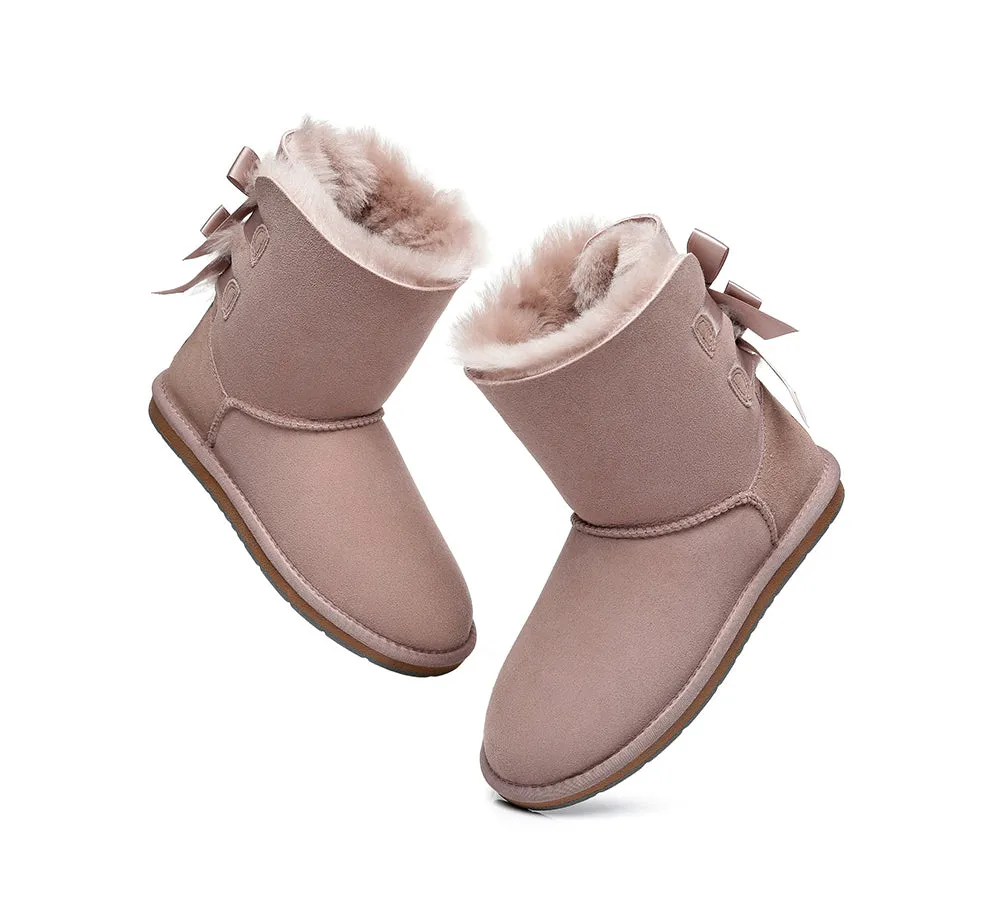 Women Short Boots With Double Back Bow