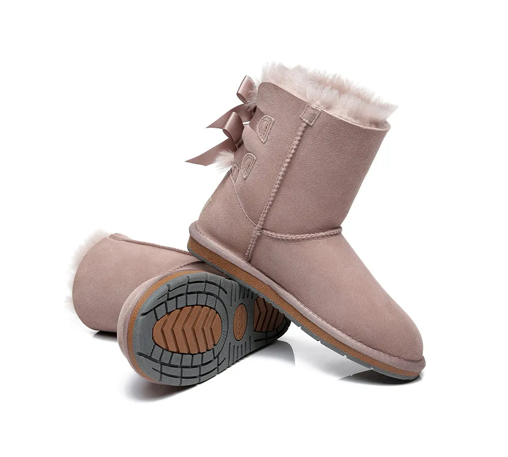 Women Short Boots With Double Back Bow