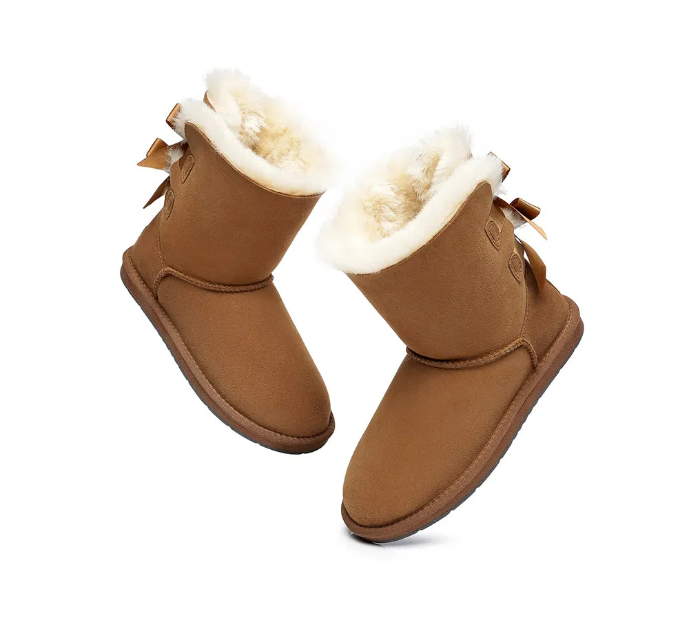 Women Short Boots With Double Back Bow