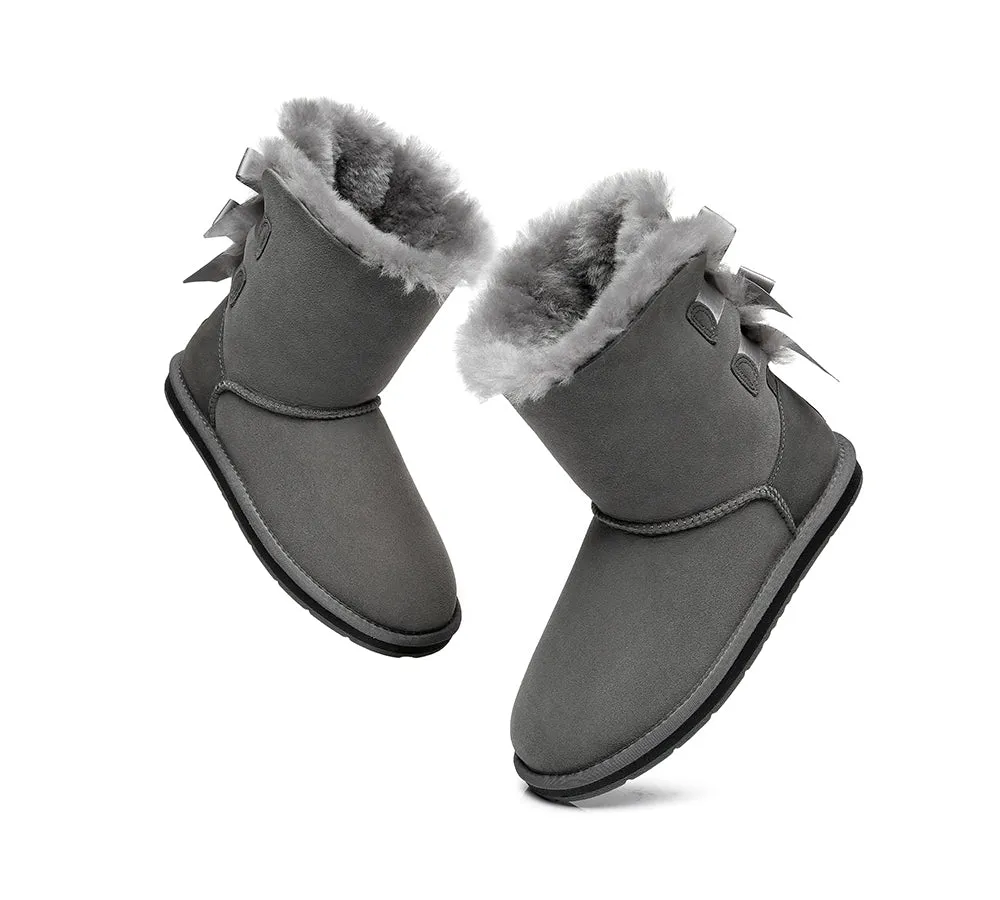 Women Short Boots With Double Back Bow